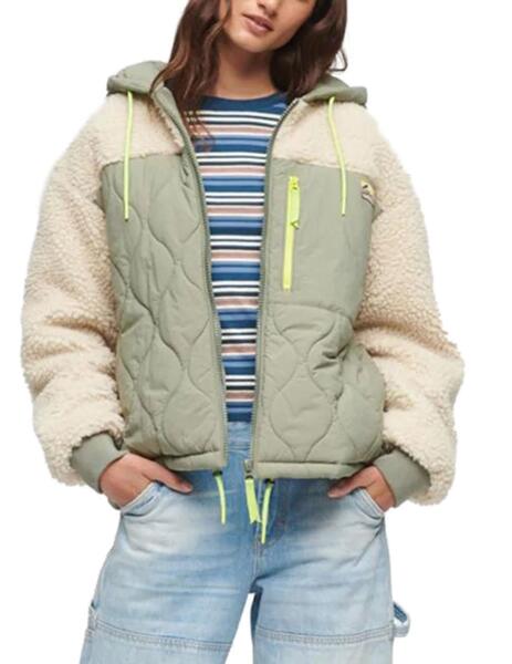 Chaqueta Superdry Sherpa borrego verde para mujer