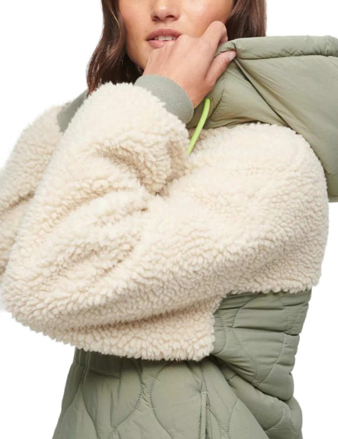 Chaqueta Superdry Sherpa borrego verde para mujer