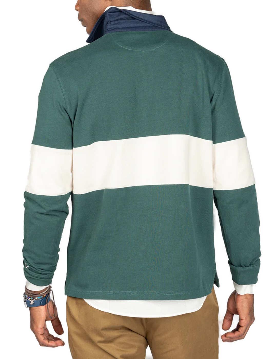 Polo Harper Vintage verde botella manga larga para hombre