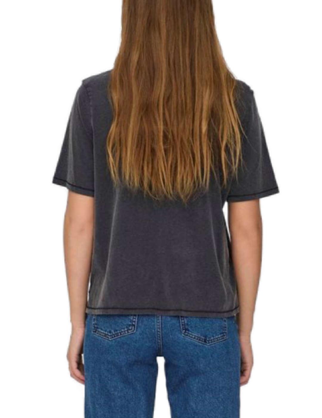 Camiseta Only Lulu negro de manga corta para mujer