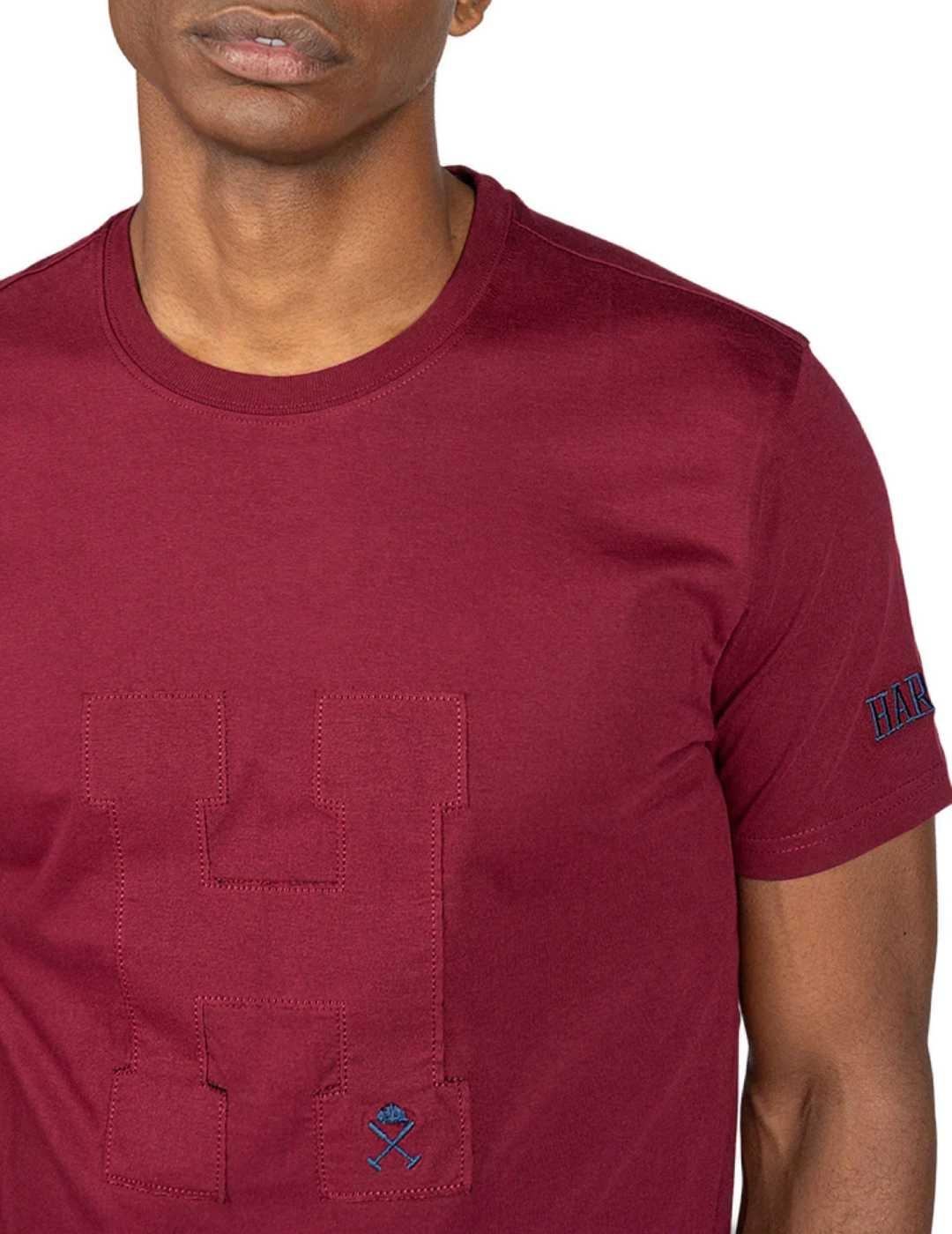 Camiseta Harper Harvard granate manga corta para hombre