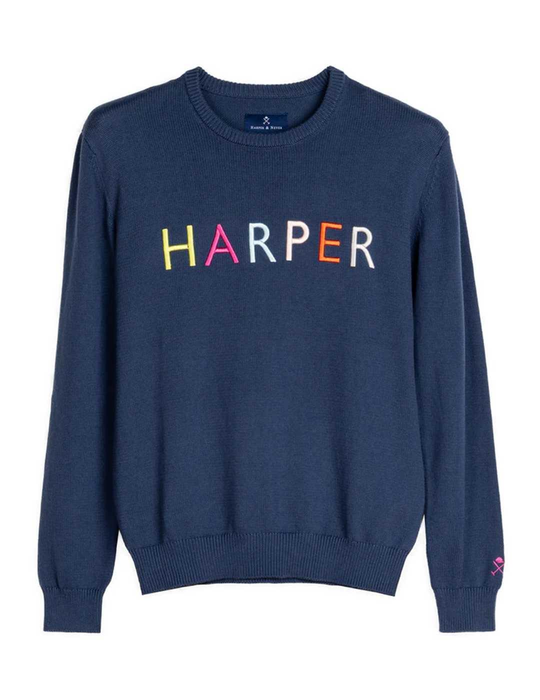 Jersey Harper Pensilvania azul marino de punto para hombre