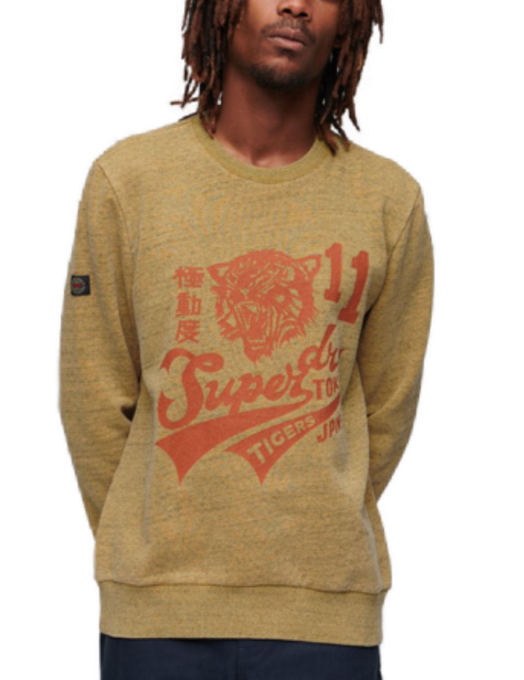 Sudadera Supedry College amarillo sin capucha para hombre