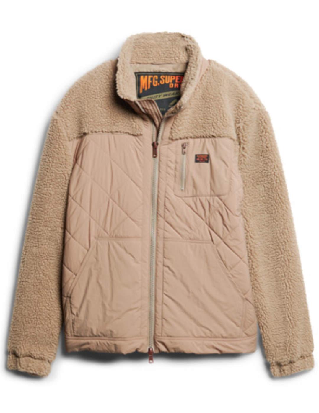 Chaqueta Superdry Sherpa beige borreguillo para hombre