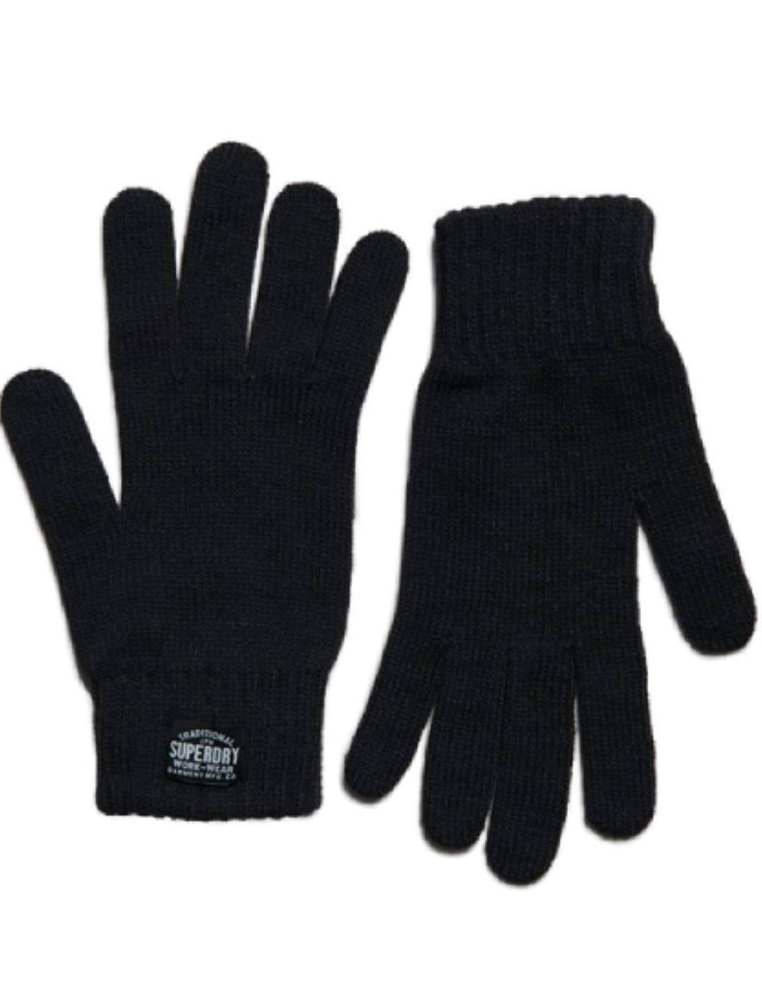 Guantes Superdry Classic negro con parche para mujer