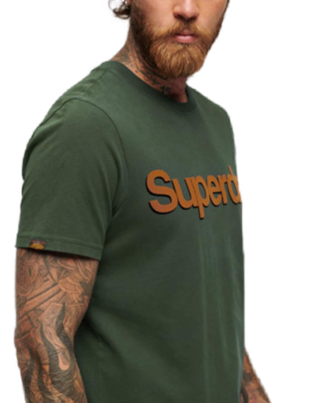 Camiseta Superdry Core verde oscuro manga corta para hombre