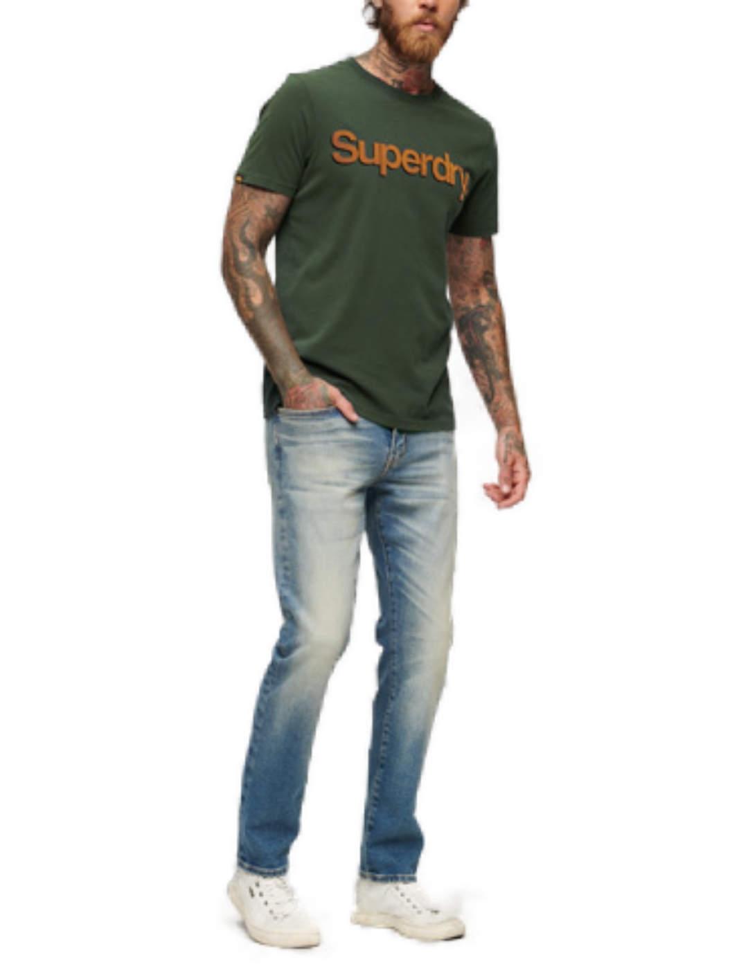 Camiseta Superdry Core verde oscuro manga corta para hombre