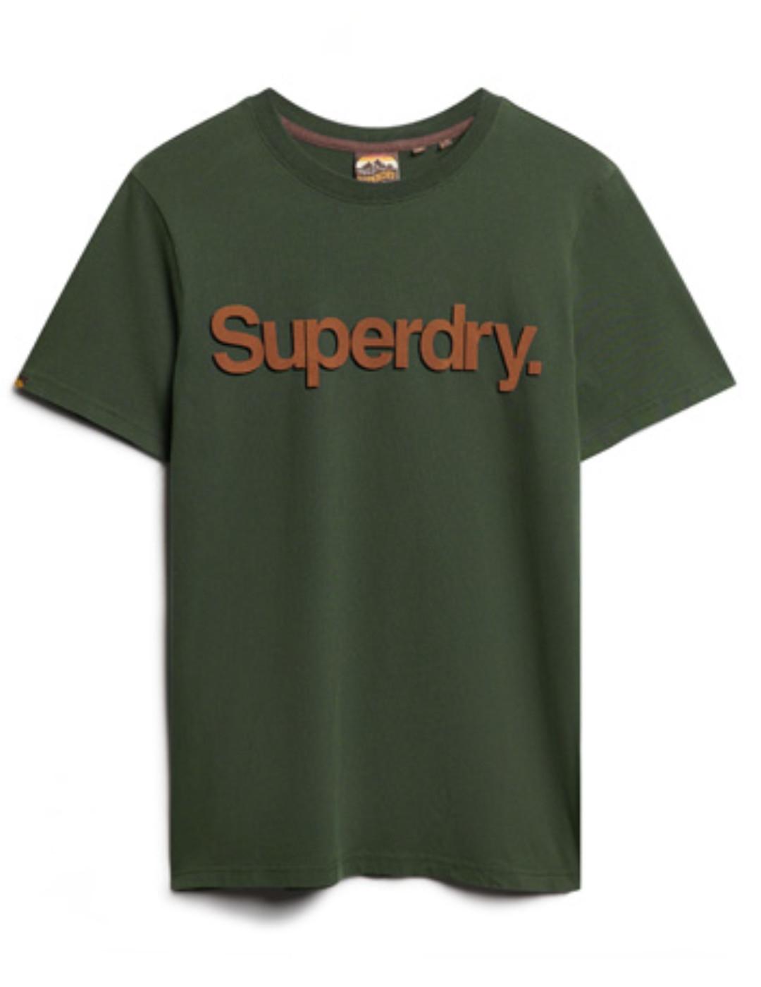 Camiseta Superdry Core verde oscuro manga corta para hombre