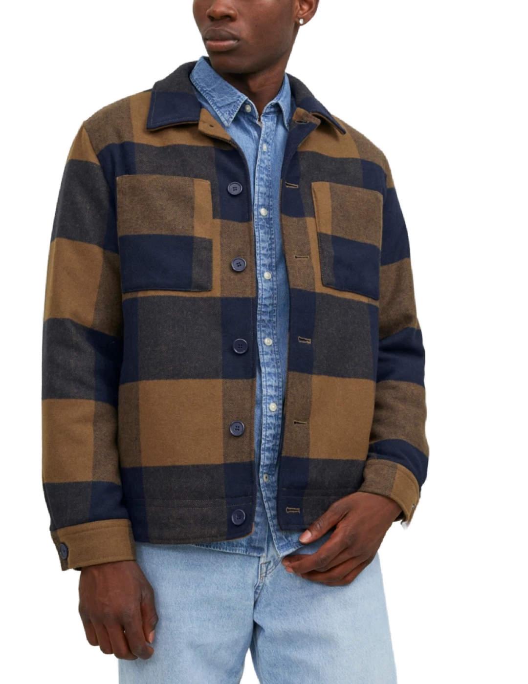 Chaqueta de paño Jack&Jones Jax camel cuadros para hombre