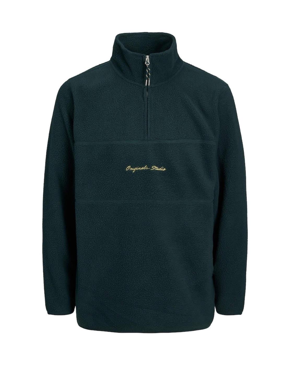 Sudadera polar Jack&Jones Hays verde sin capucha para hombre