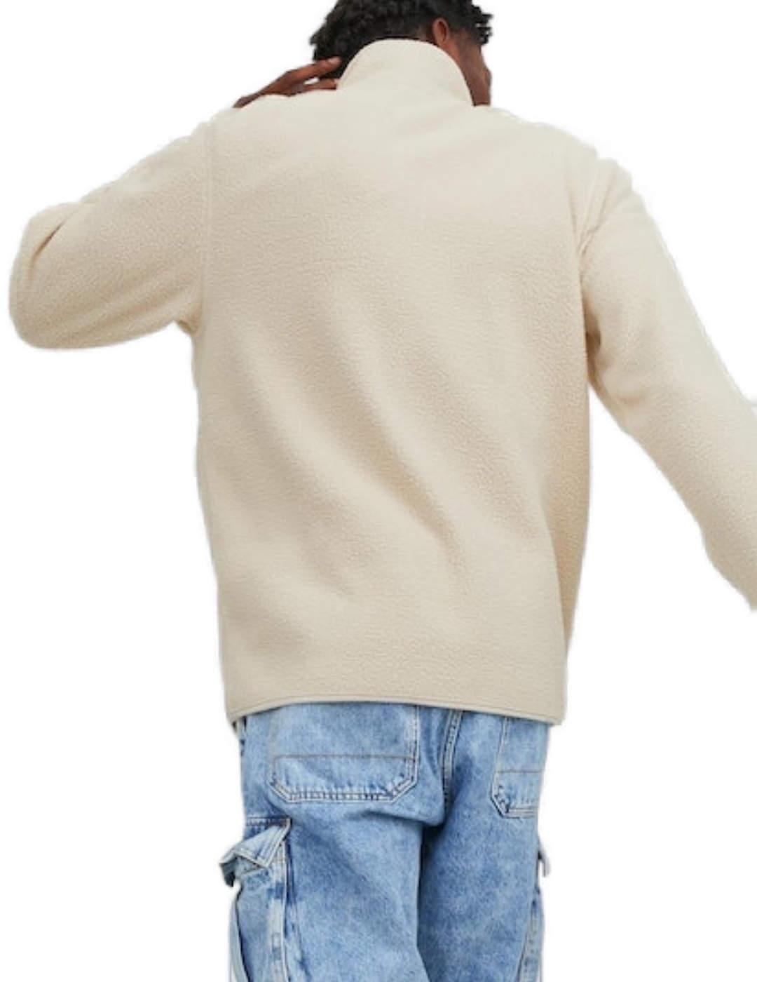 Sudadera polar Jack&Jones Hays beige sin capucha para hombre