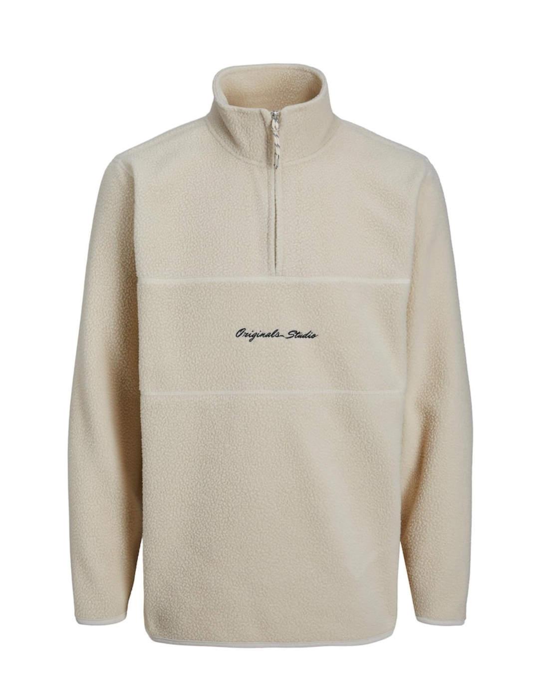 Sudadera polar Jack&Jones Hays beige sin capucha para hombre