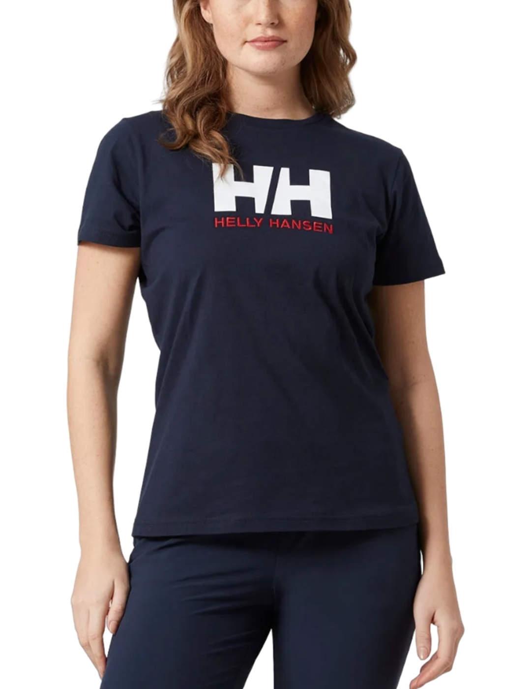 Camiseta Helly Hansen logo azul marino manga corta de mujer