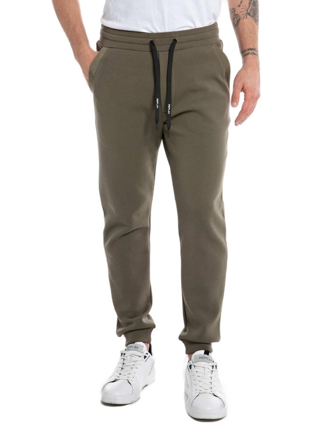 Pantalón Replay verde militar cintura elástica para hombre