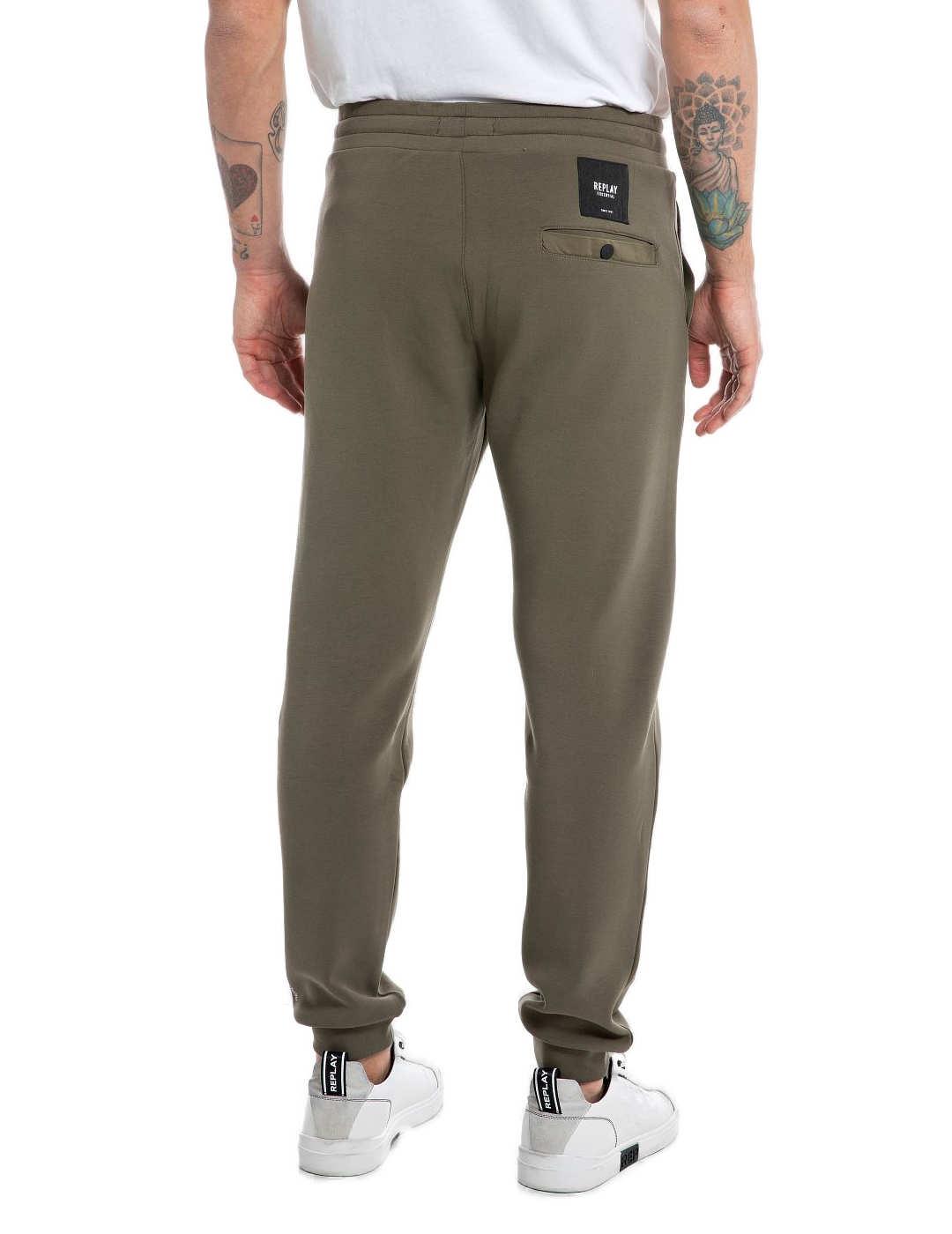 Pantalón Replay verde militar cintura elástica para hombre
