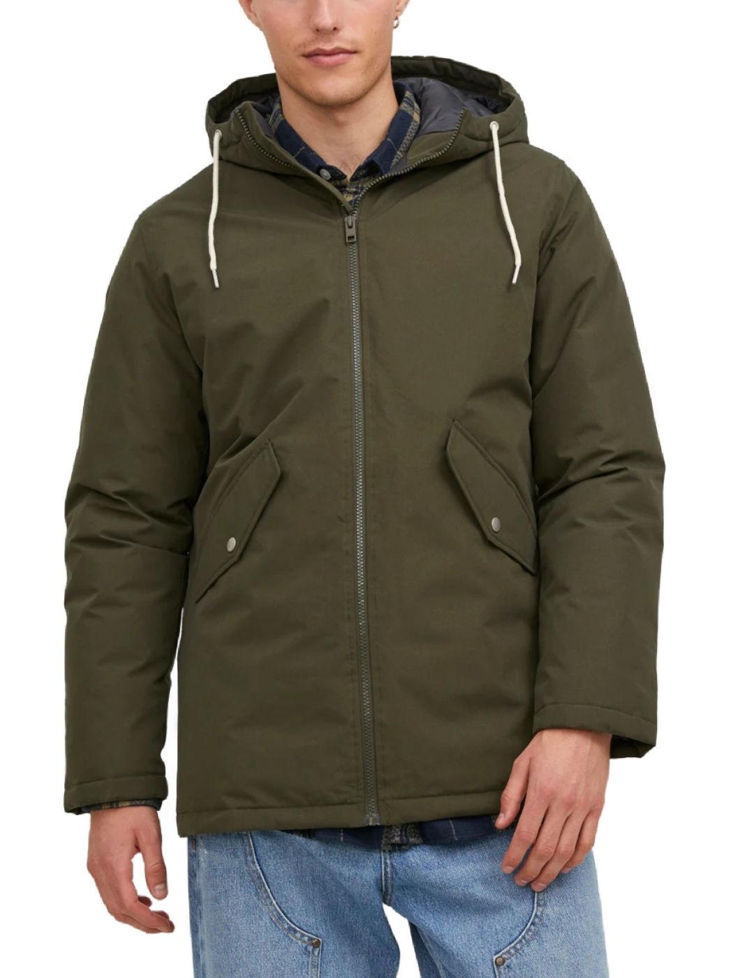 Parka Jack&Jones Loop verde con capucha de hombre