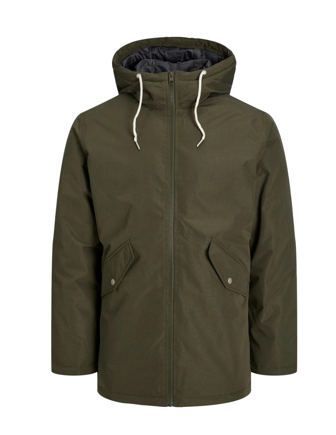 Parka Jack&Jones Loop verde con capucha de hombre