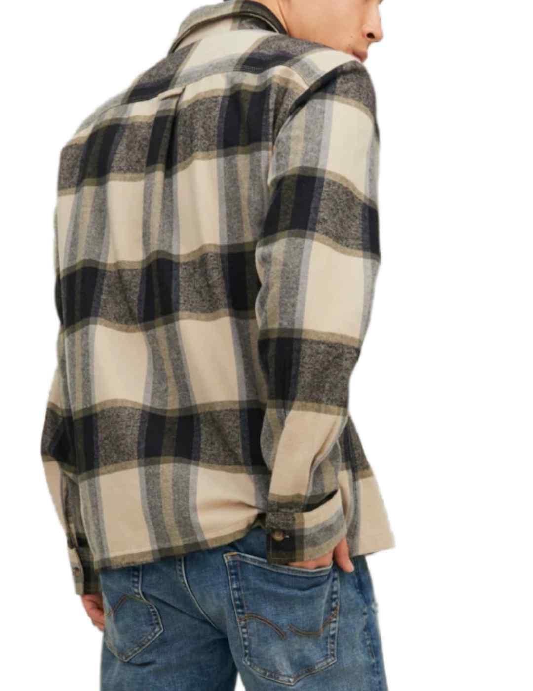 Camisa Jack&Jones manga larga tejido sarga cuadros de hombre