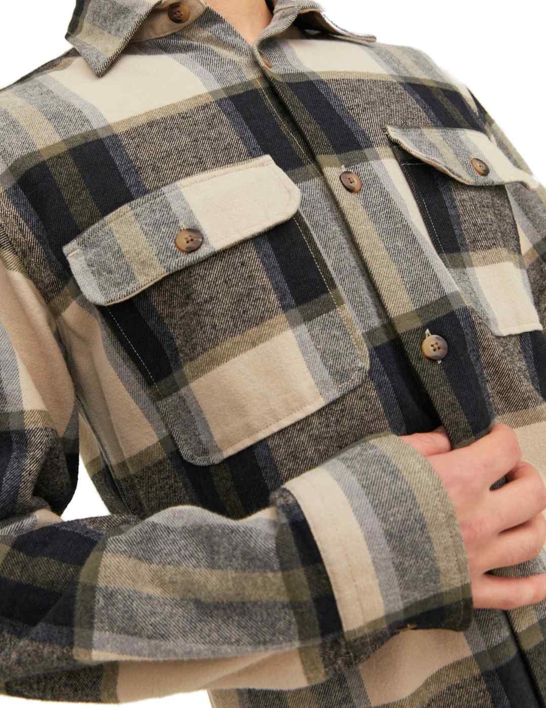 Camisa Jack&Jones manga larga tejido sarga cuadros de hombre