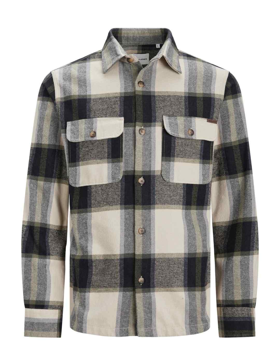 Camisa Jack&Jones manga larga tejido sarga cuadros de hombre