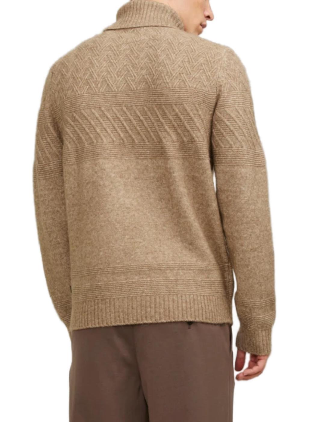 Jersey Jack&Jones cuello vuelto beige de hombre