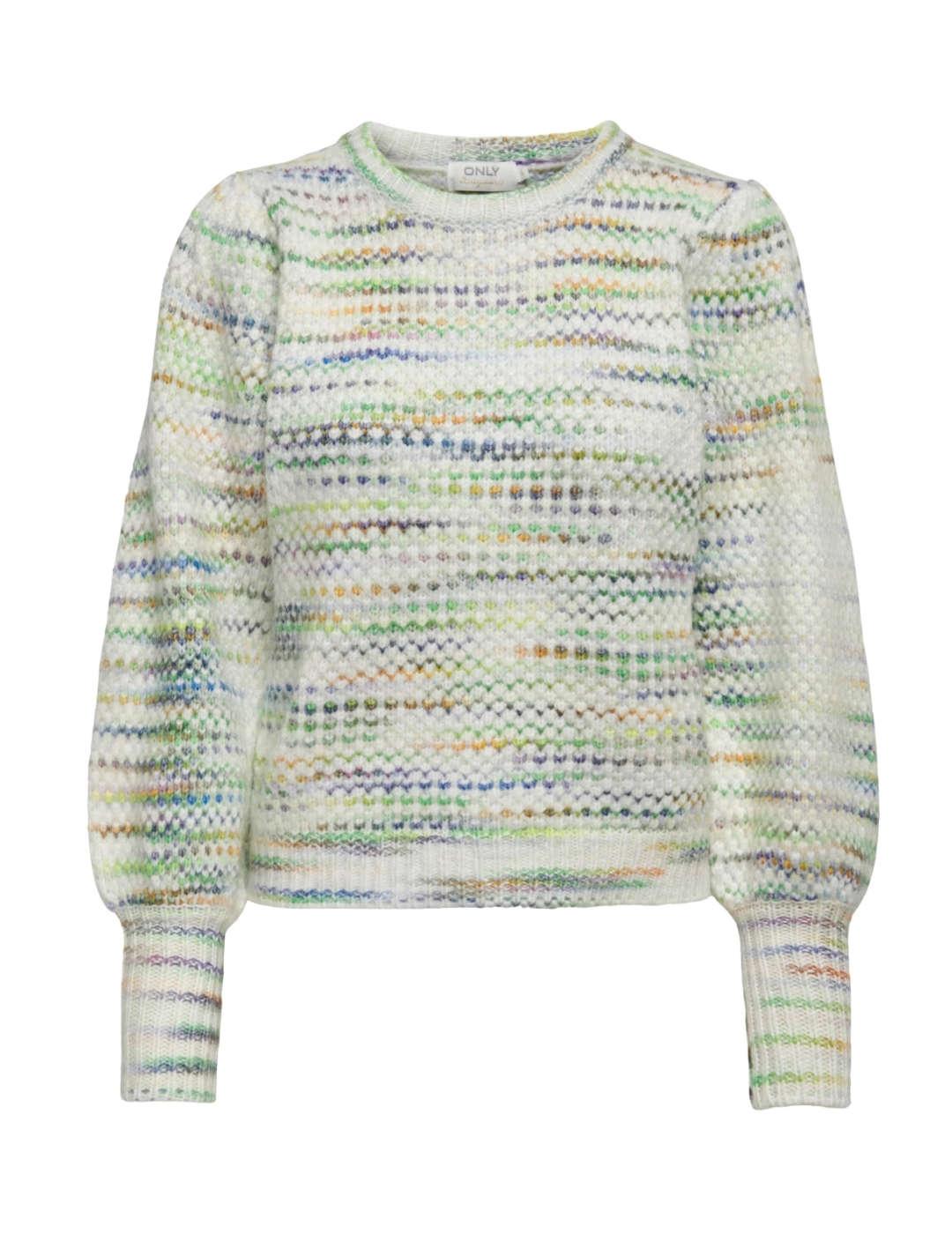Jersey de punto Only multicolor manga globo para mujer