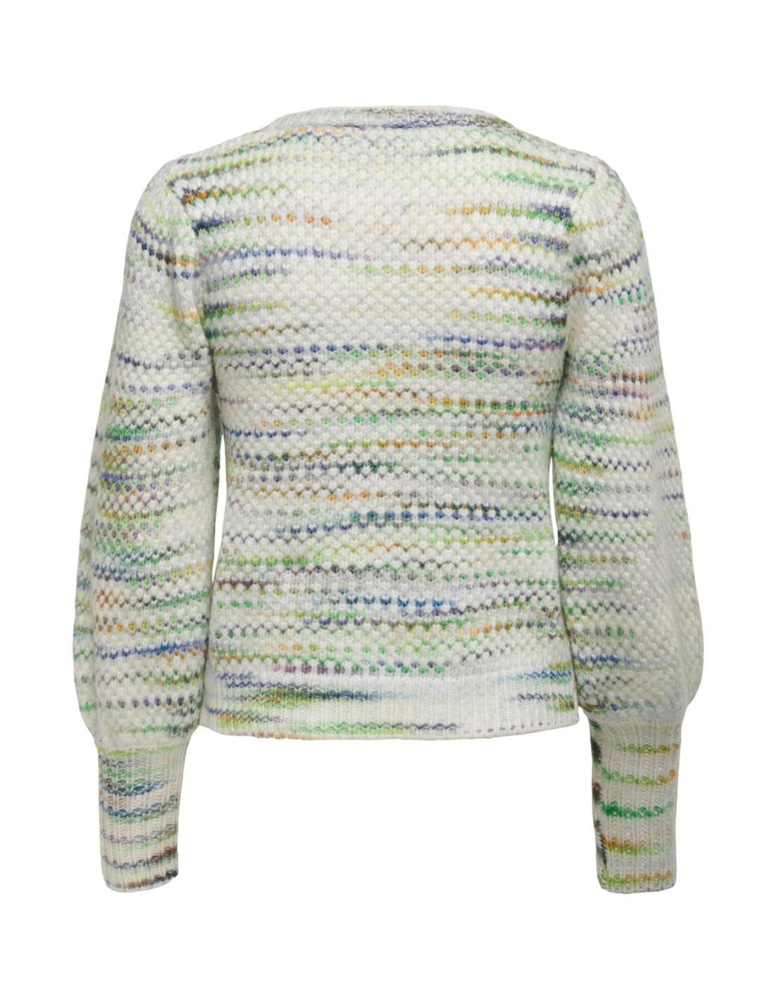 Jersey de punto Only multicolor manga globo para mujer