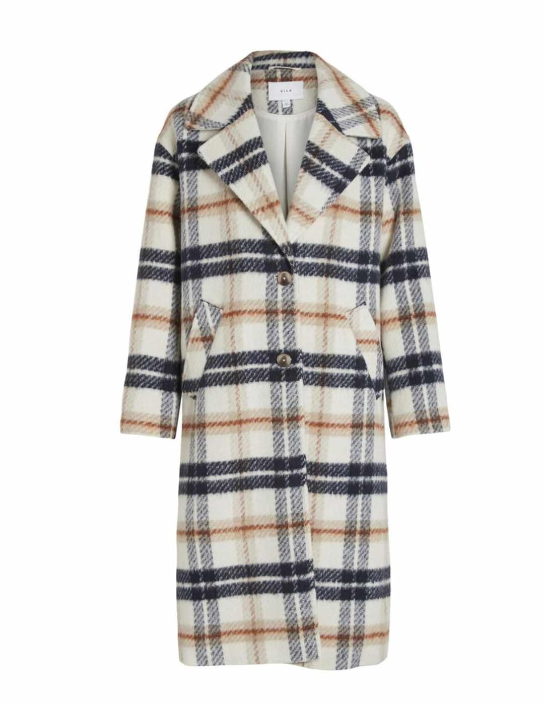 Abrigo de paño Vila Monta cuadros camel para mujer