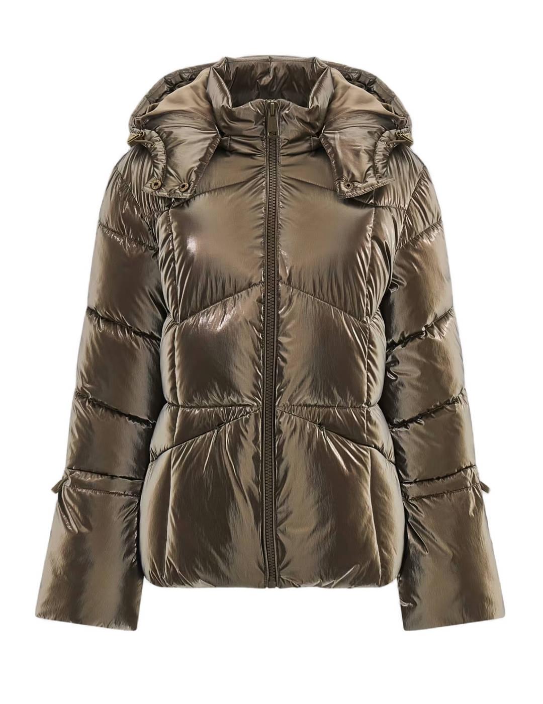 Chaqueta Guess Paloma verde brillante con capucha de mujer