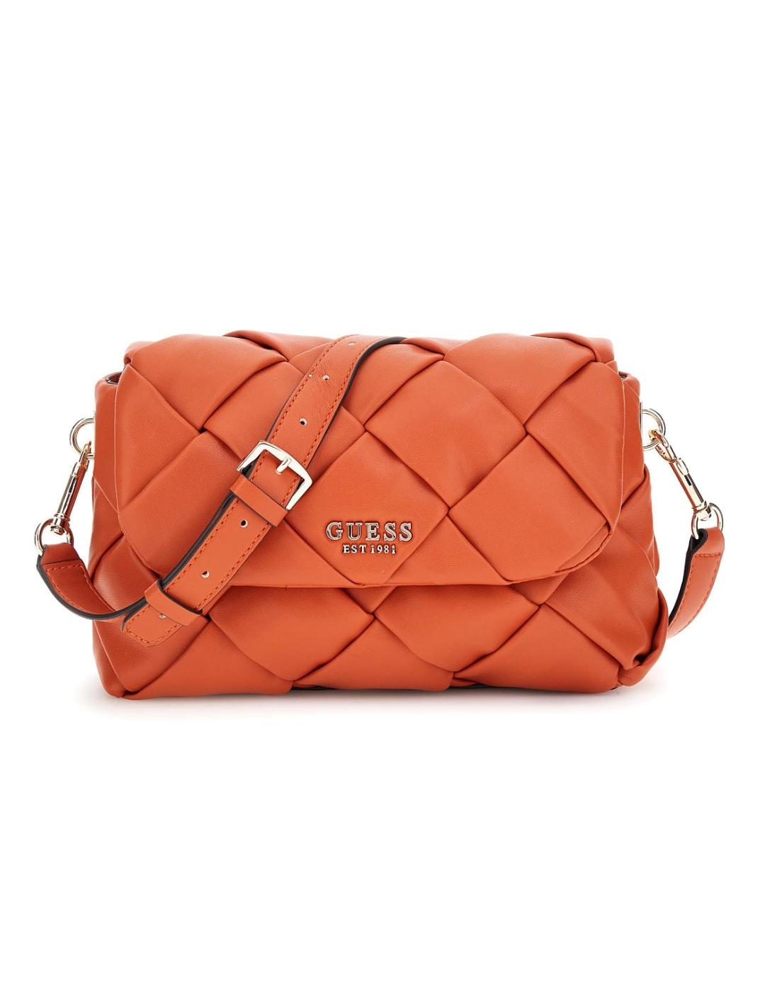 Bolso Guess Zaina naranja guateado para mujer