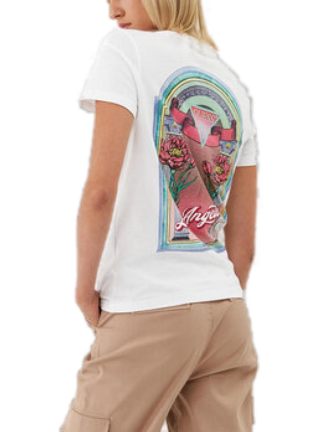 Camiseta Guess Angeles blanca manga corta para mujer