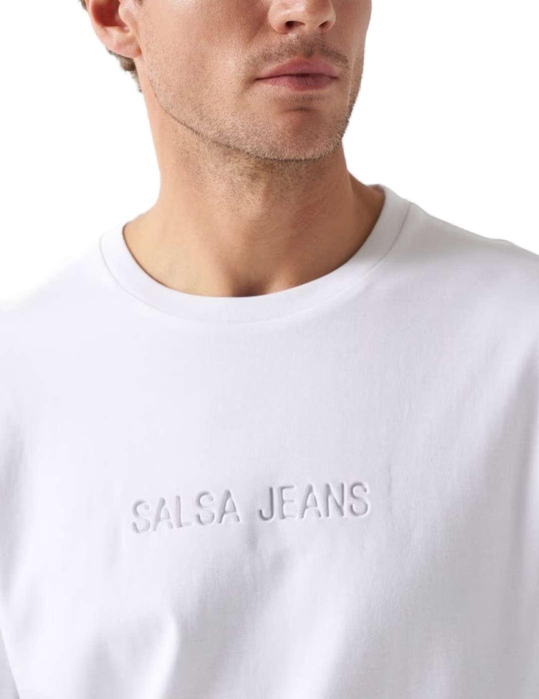 Camiseta Salsa blanca corte slim manga corta para hombre