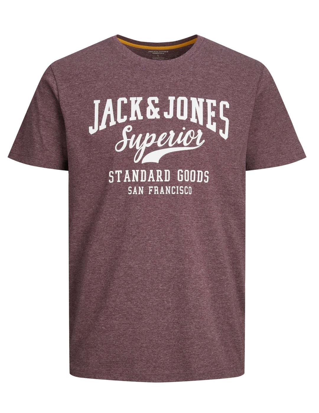 Camiseta Jack&Jones Logo granate manga corta para hombre
