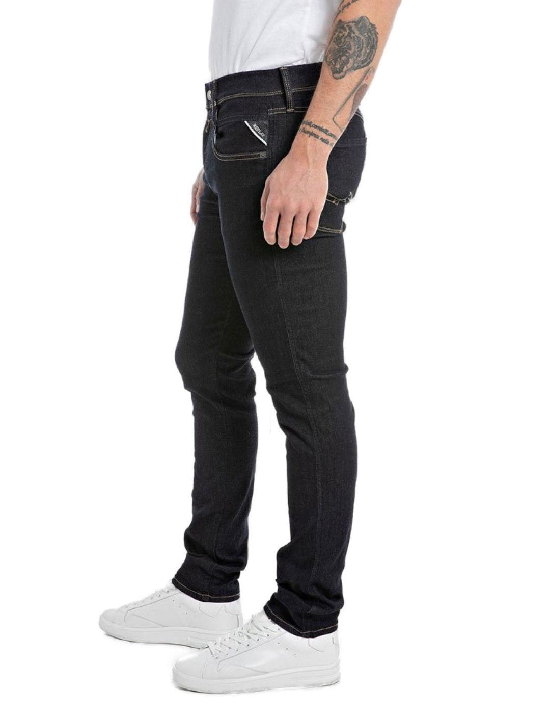 Pantalón vaquero Replay Hyperflex anbass azul oscuro hombre