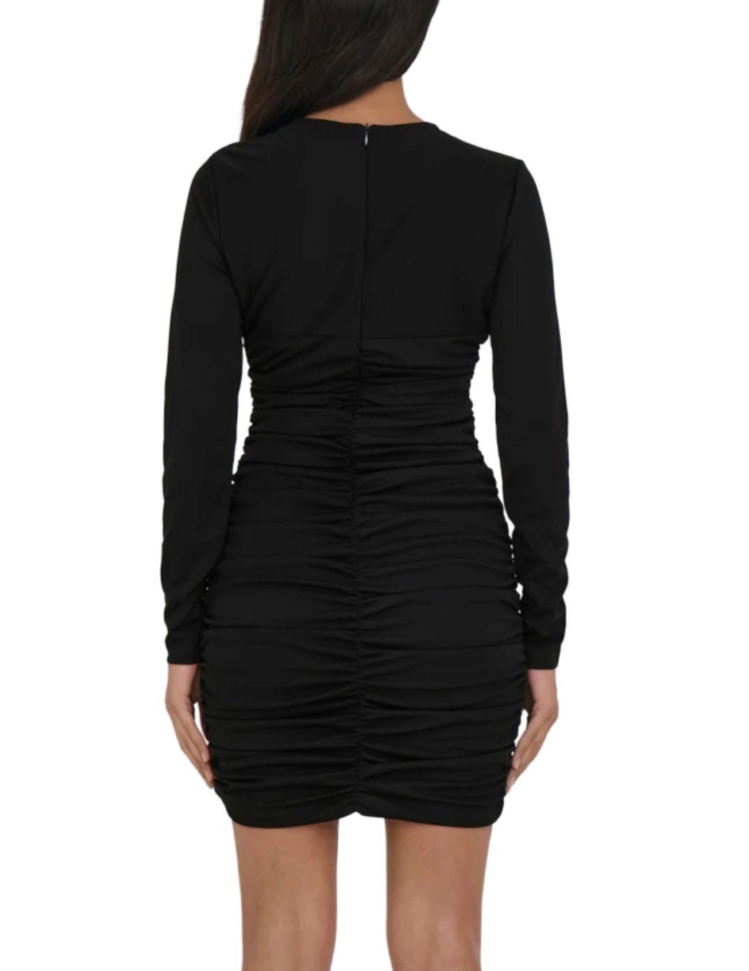 Vestido Only New negro fruncido con abertura de mujer