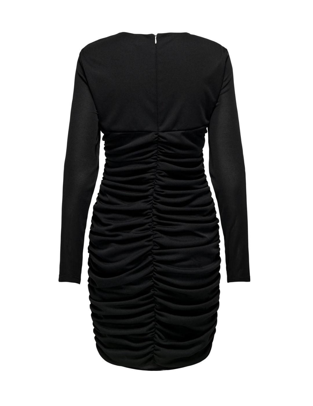 Vestido Only New negro fruncido con abertura de mujer