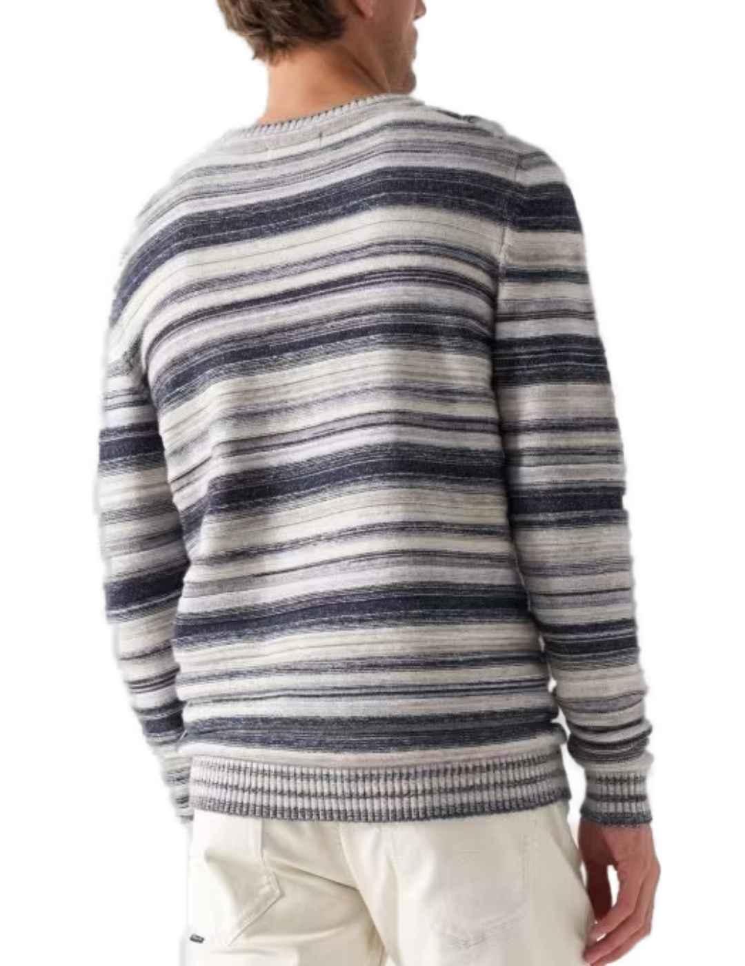 Jersey Salsa de punto blanco/azul jaspeado de rayas  hombre