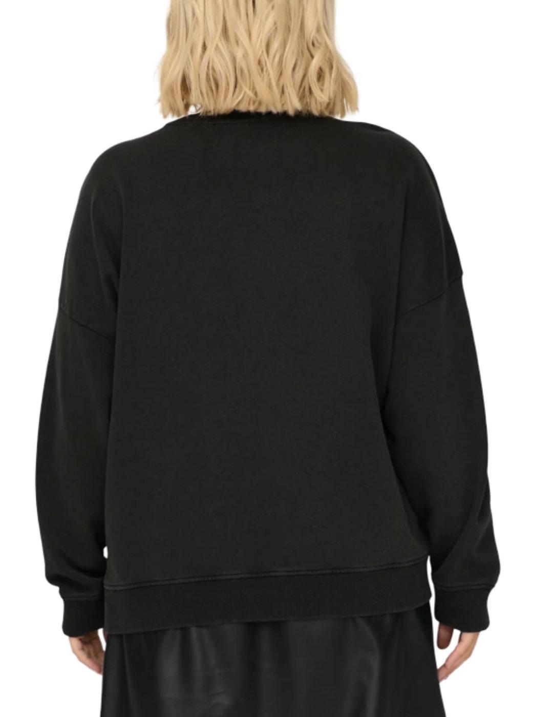 Sudadera Only Carmakoma Freedom negro sin capucha  mujer