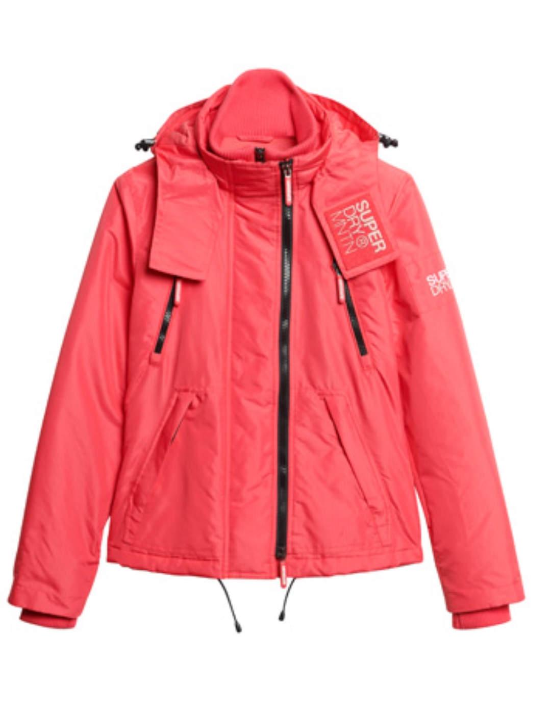 Cortavientos Superdry Mountain rosa con capucha para mujer