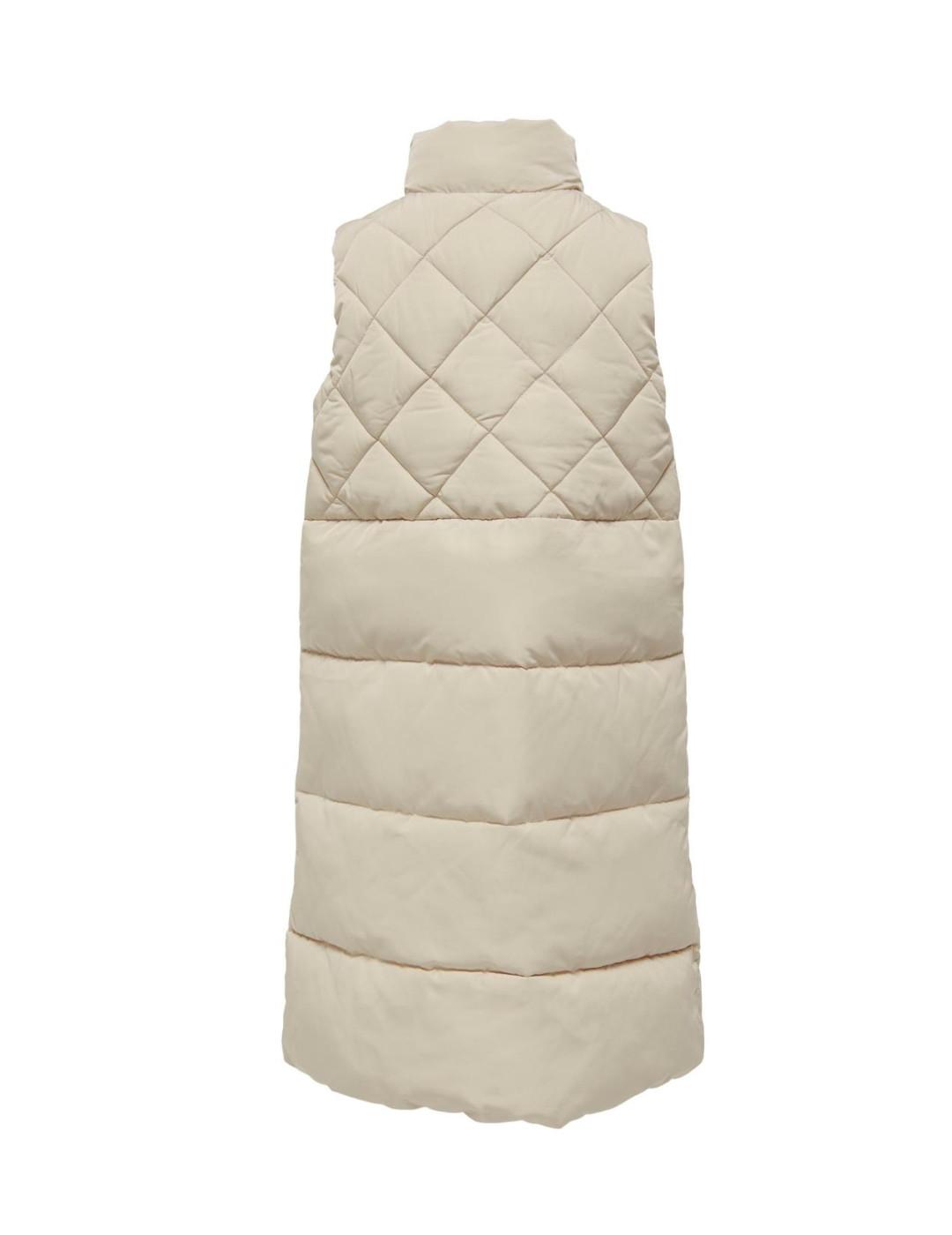 Chaleco Only Kids Stacy beige largo sin capucha para niña