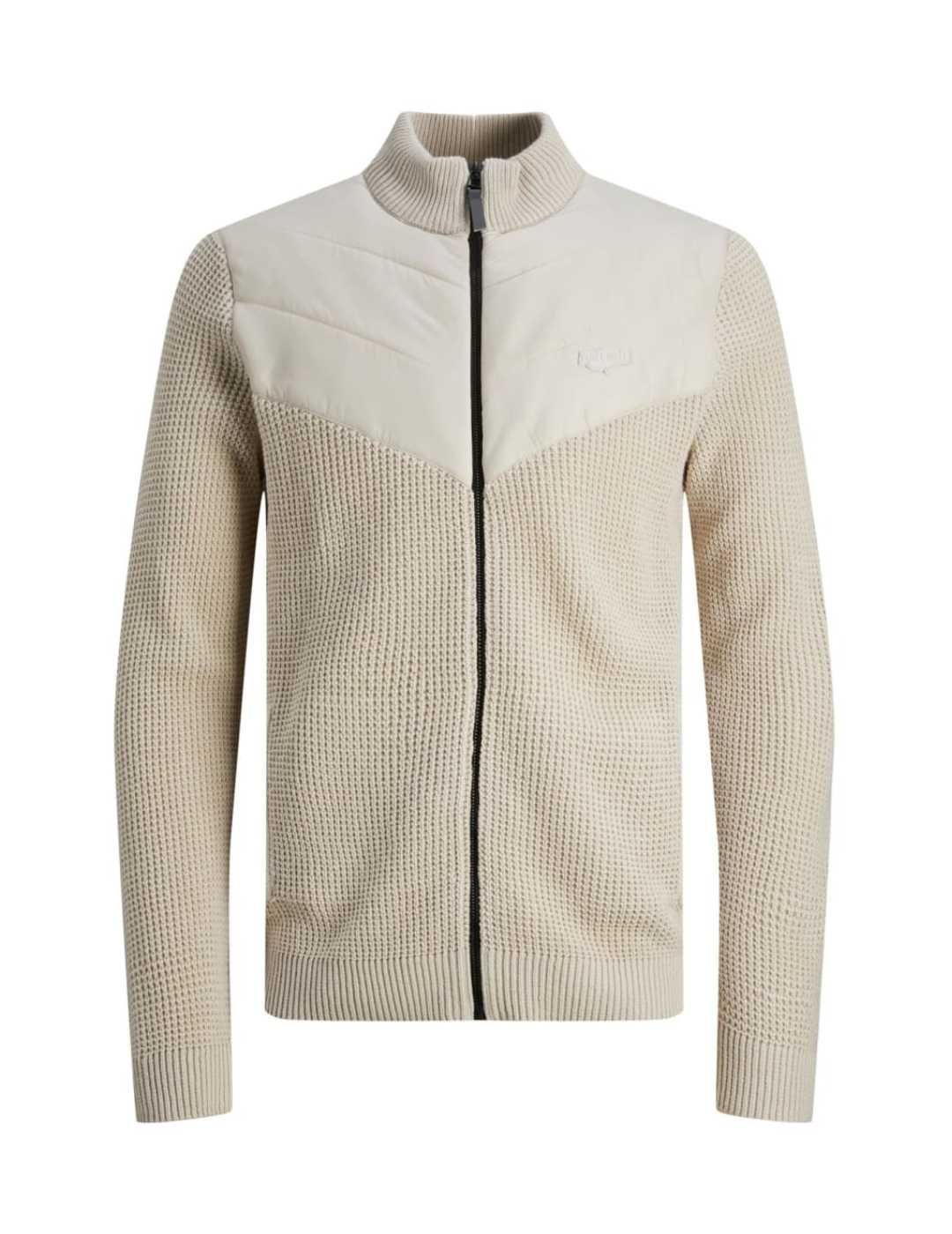 Chaqueta Jack&Jones Black beige de cremallera para hombre