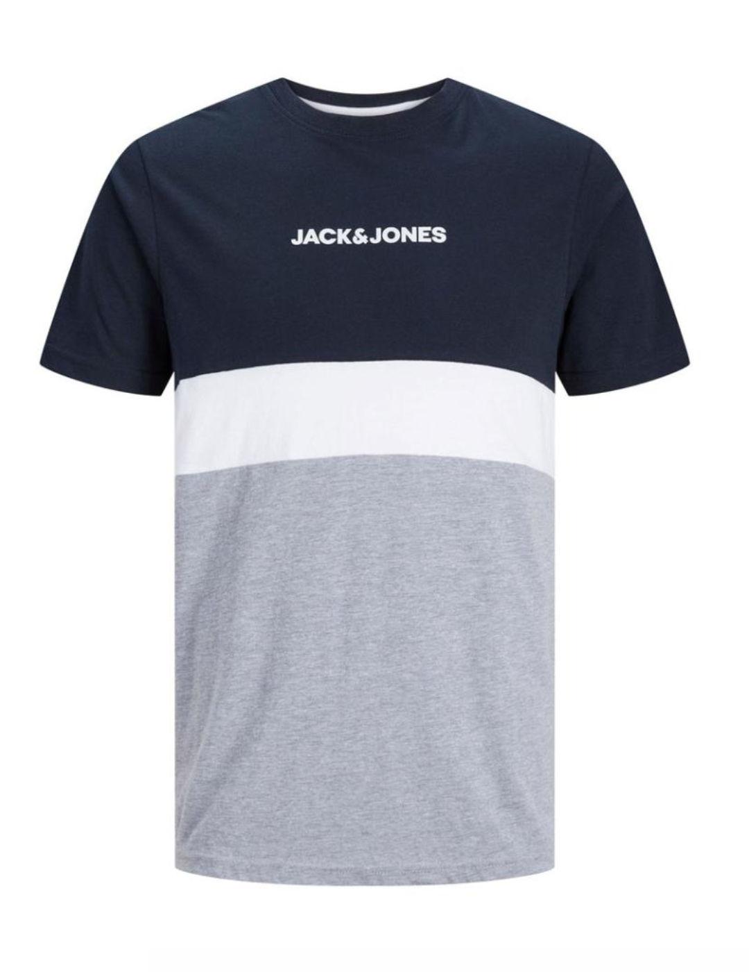 Camiseta Jack&Jones Ereid Plus azul/gris manga corta hombre