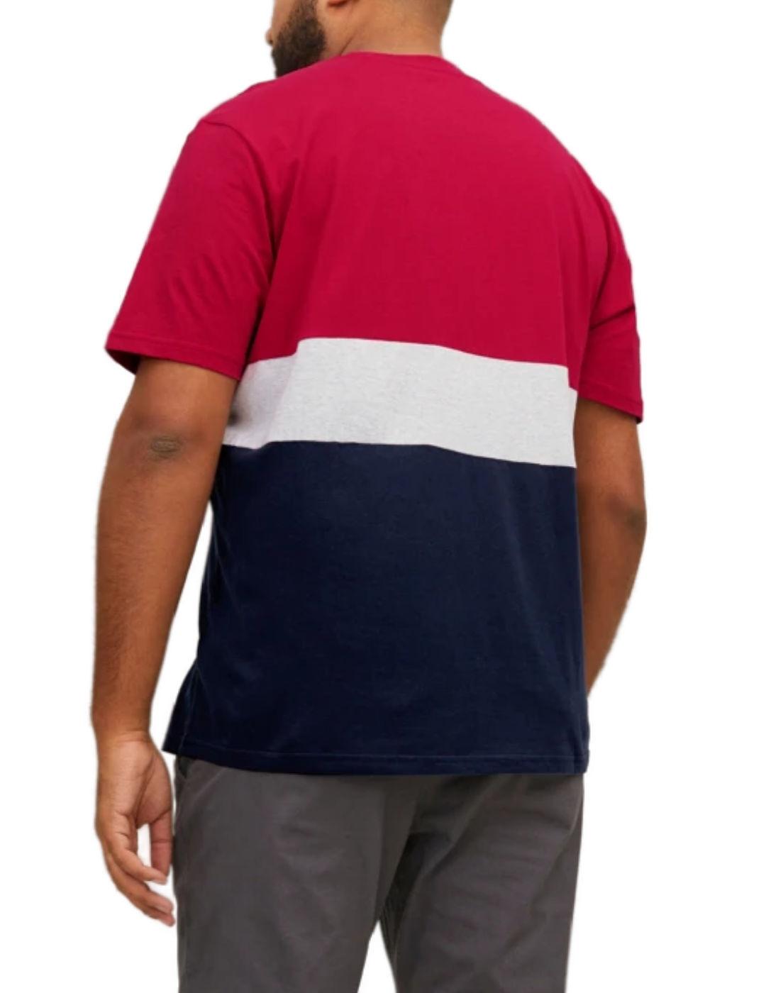 Camiseta Jack&Jones Ereid Plus azul/rojo manga corta hombre