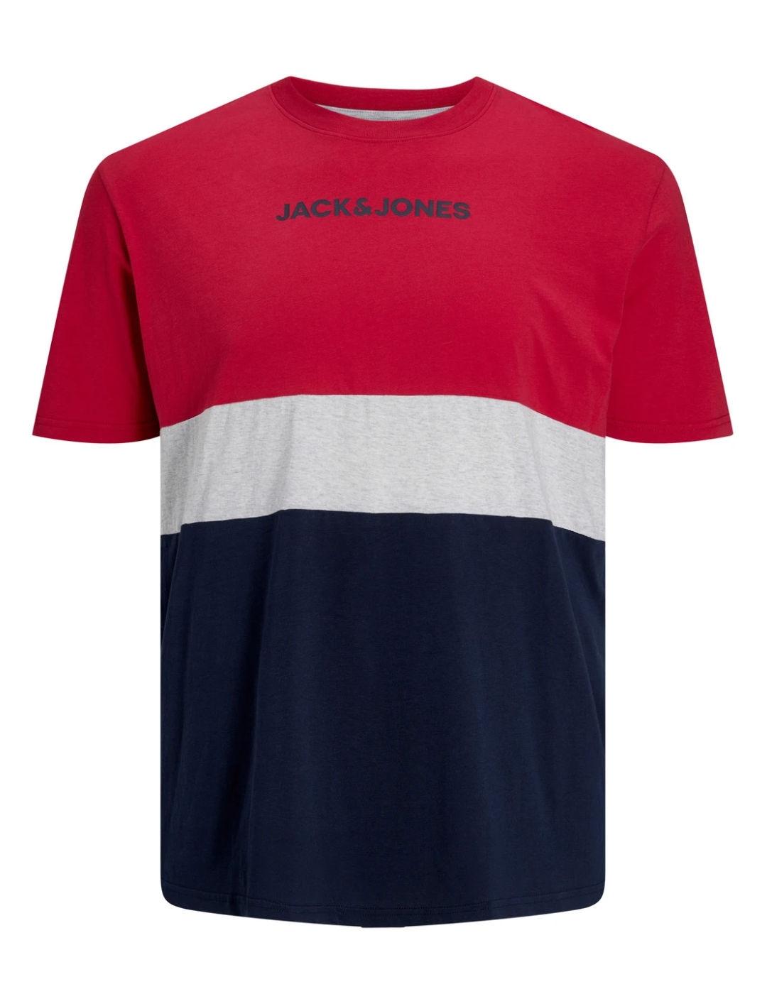 Camiseta Jack&Jones Ereid Plus azul/rojo manga corta hombre