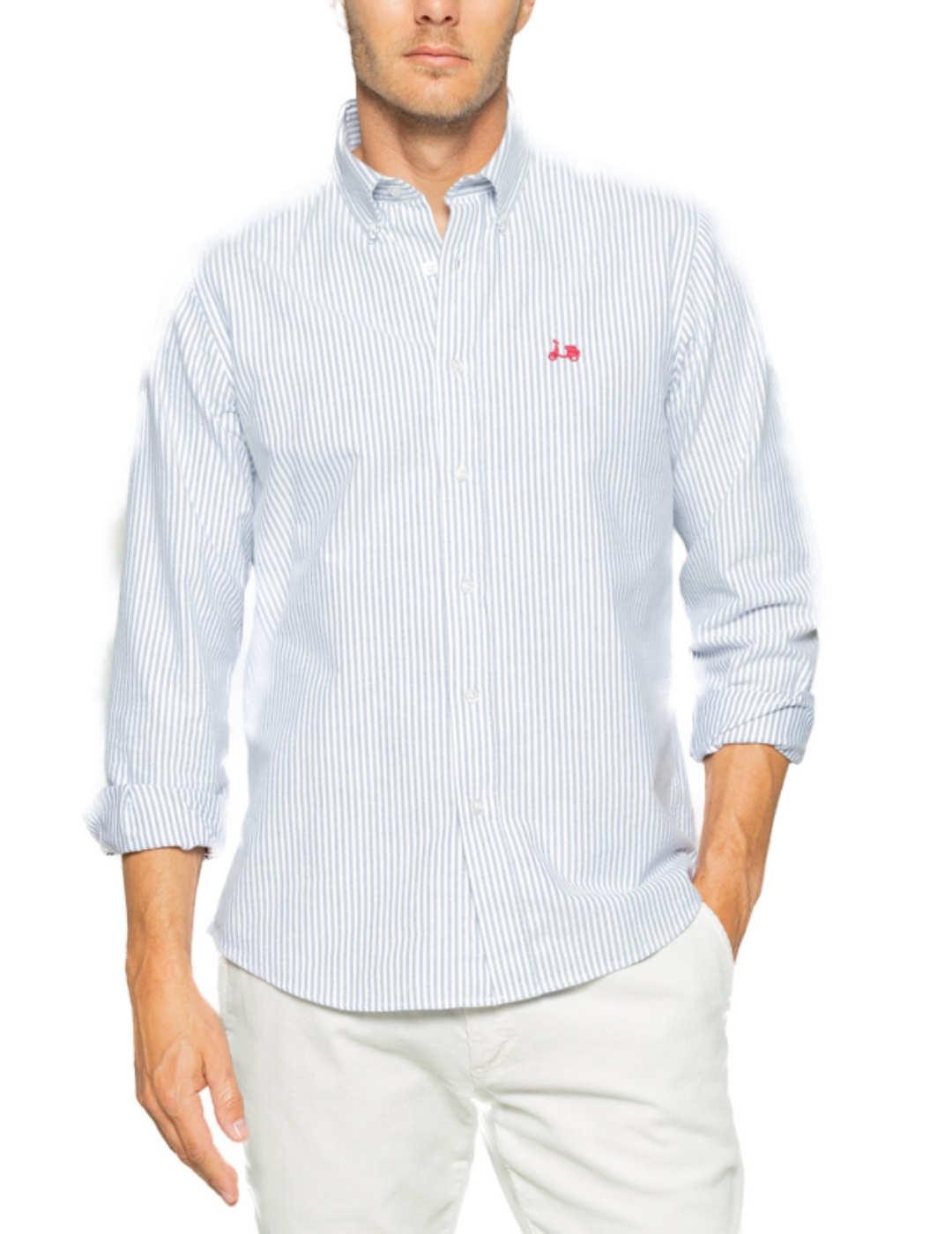 Camisa Scotta Oxford regular a rayas azul y blanco de hombre