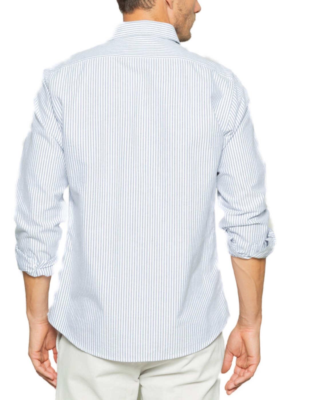Camisa Scotta Oxford regular a rayas azul y blanco de hombre