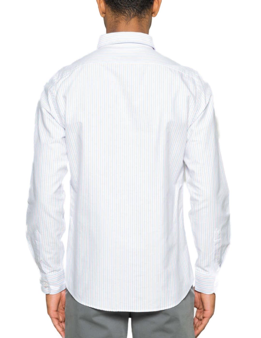 Camisa Scotta Manyara blanca rayas rosa/celeste de hombre