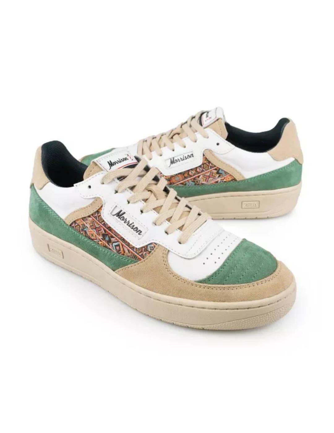 Zapatillas Morrison coconut en napa verde/beige unisex