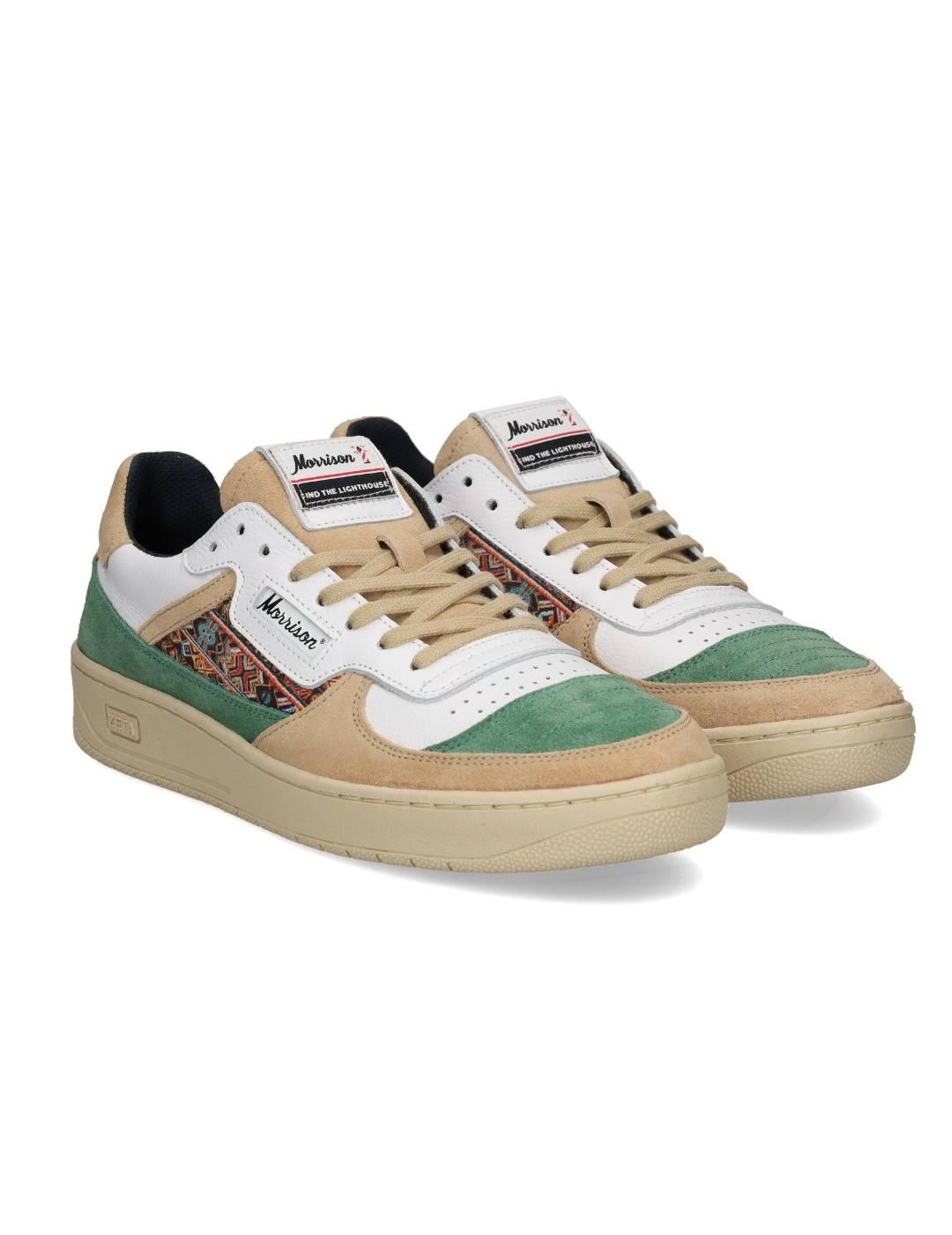 Zapatillas Morrison coconut en napa verde/beige unisex