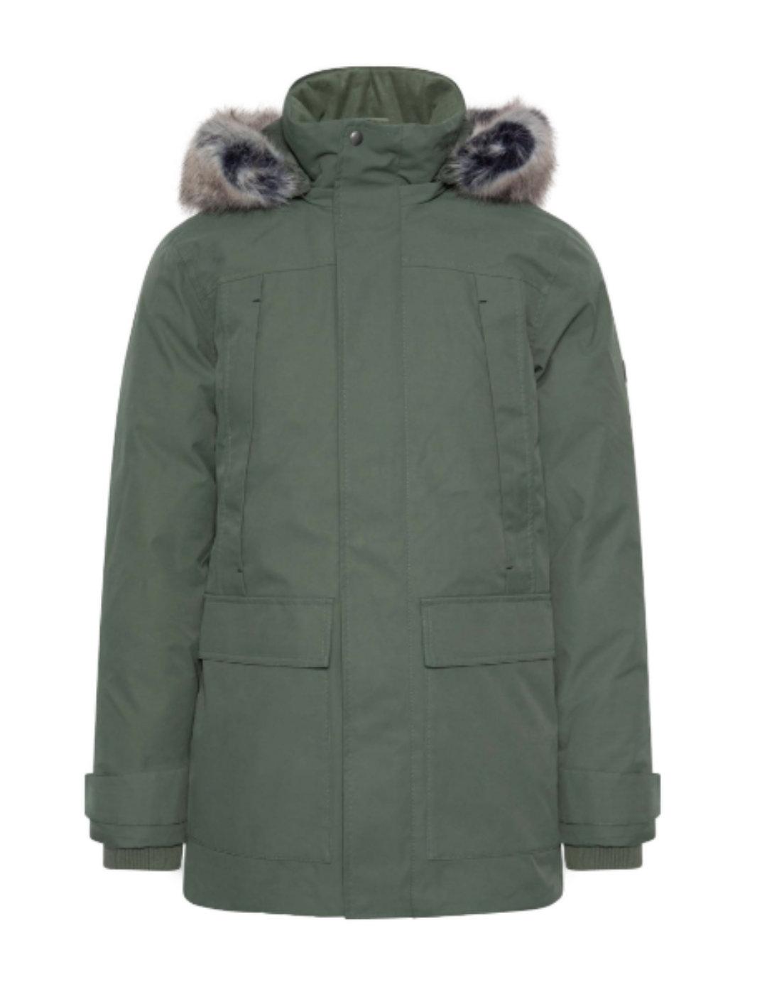 Parka Altonadock verde botella larga con capucha para hombre